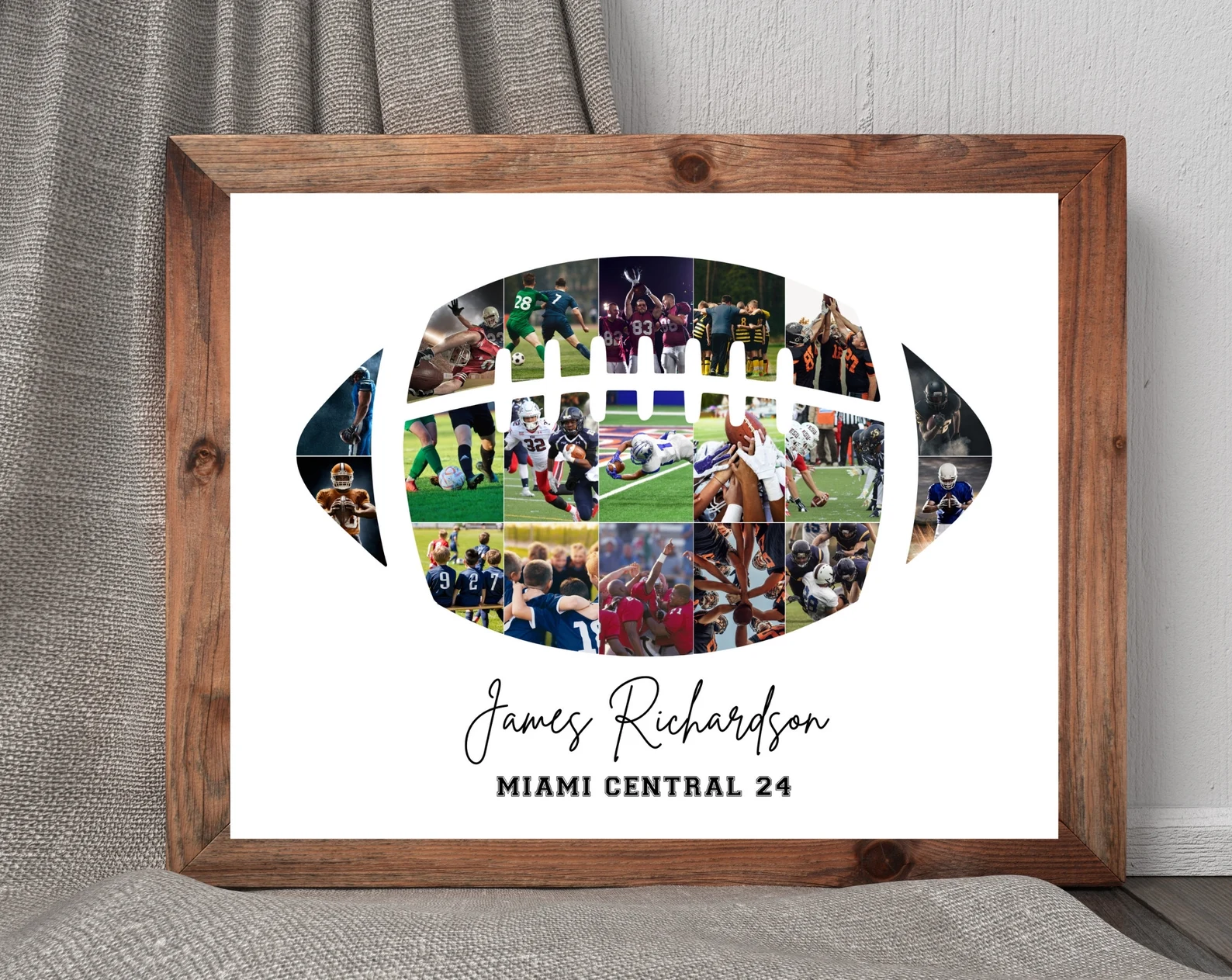 Football Photo Collage, Senior Night Gift, Editable Canva Template, Football Collage