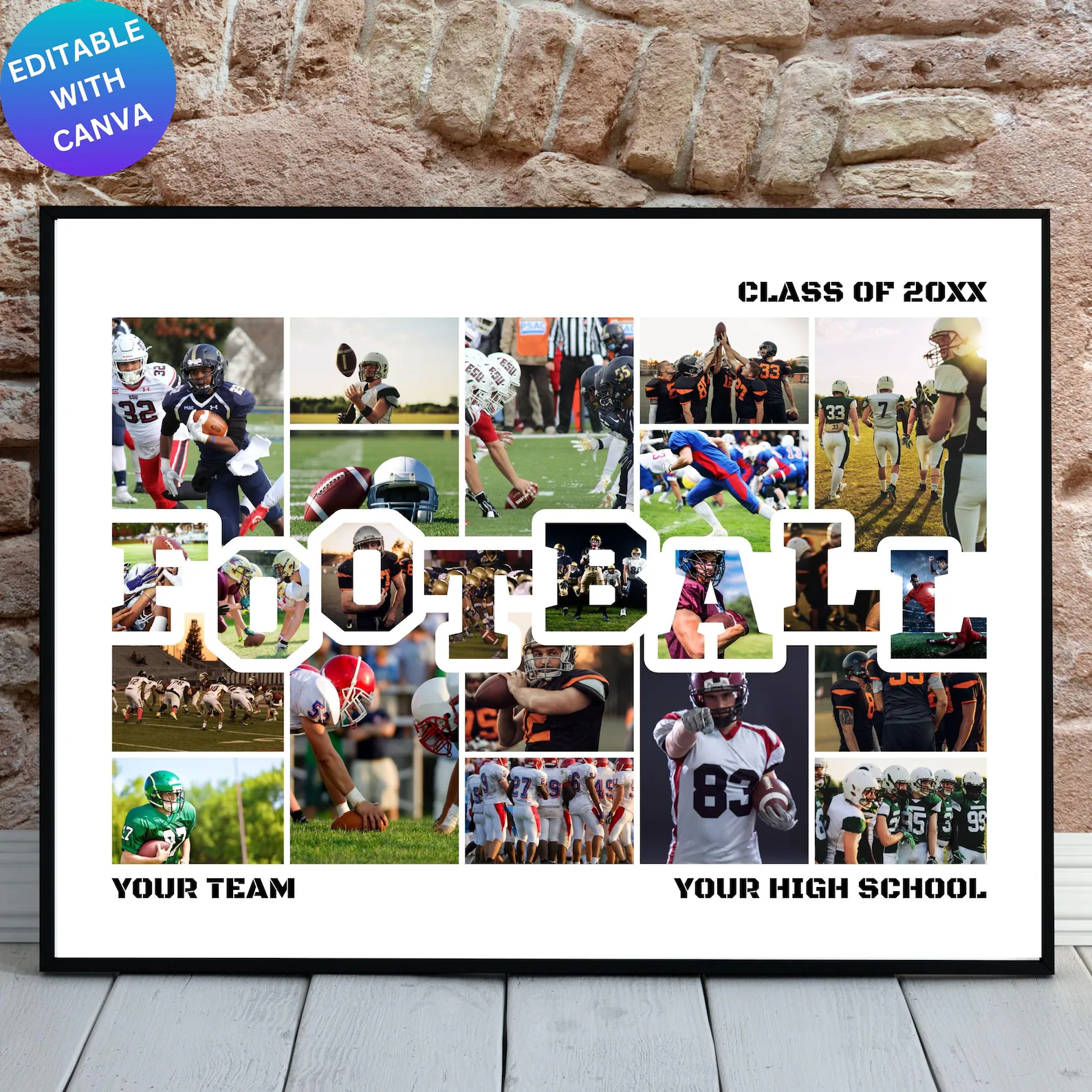 Football Photo Collage Template: Customizable Senior Night Gift